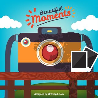 在户外的一天有一个照相机插图