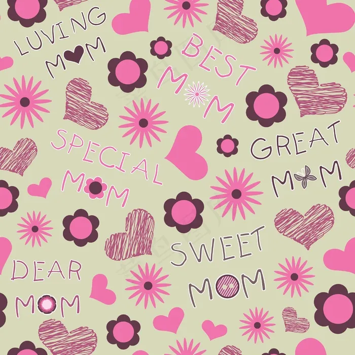 母亲节庆祝活动的无缝模式eps,ai矢量模版下载