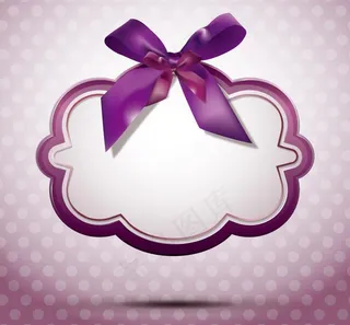 紫色蝴蝶结标签背景图片
