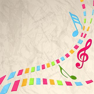 彩色方形图案和音符