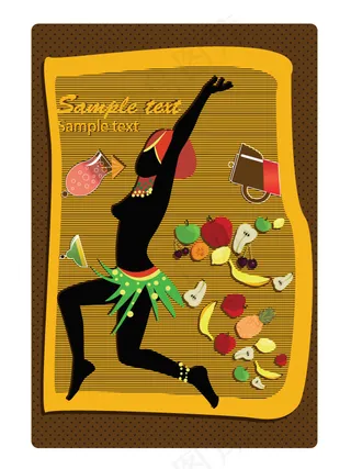 水果糕点非洲文化背景矢量素材