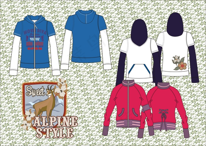 矢量服装设计手稿款式图