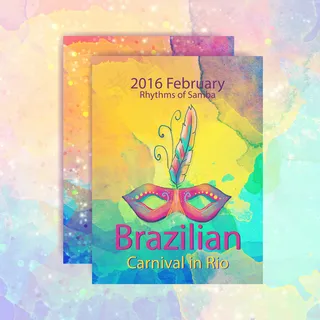 七彩巴西狂欢节海报手绘风格