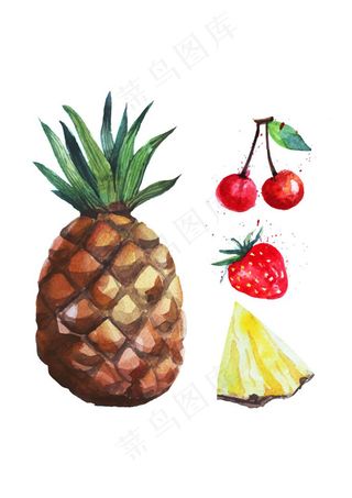 手绘水彩效果水果图案素材