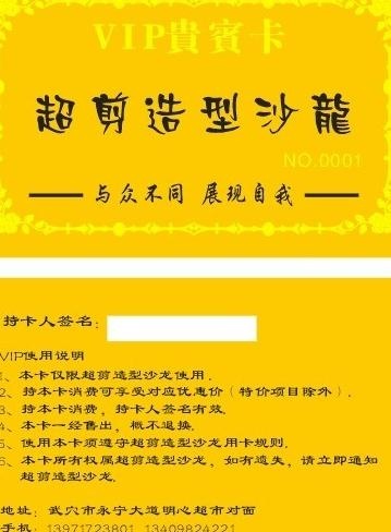 造型沙龙贵宾vip卡图片cdr矢量模版下载