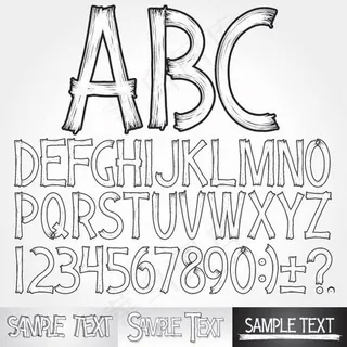 手绘风格的字母表的字母矢量素材