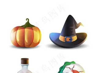 卡通矢量万圣节立体3d图标设计元素