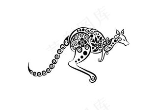 袋鼠剪影剪纸插画动物素材分层