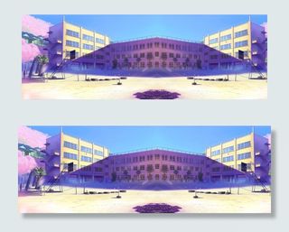 动漫学校清新背景banner　