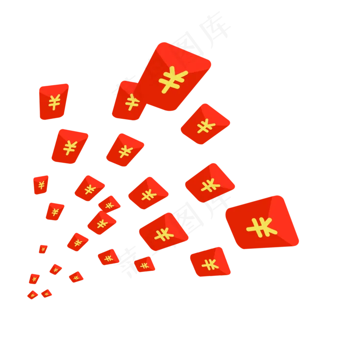 新年大量喷发红包雨,免抠元素(2000*2000px 300 dpi )psd模版下载