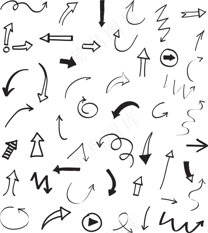 手绘箭头矢量和PNG素材