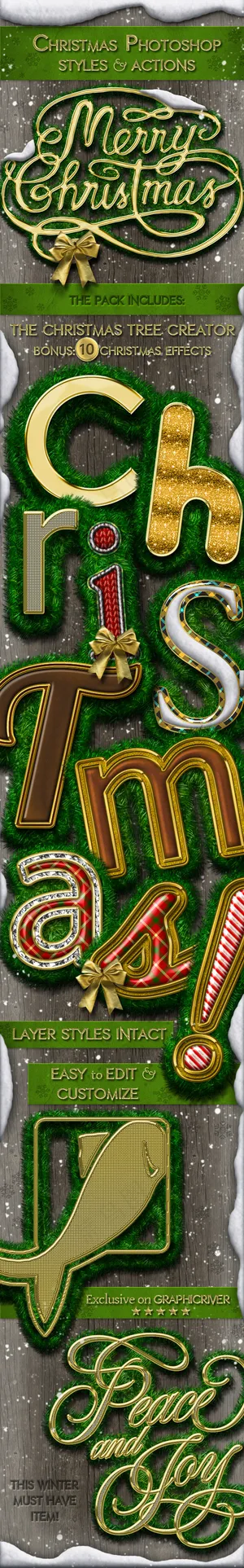 10款圣诞节松枝装饰艺术字动作