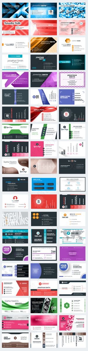 炫彩简洁商务名片矢量背景集合