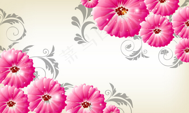 PSD花边花纹3D背景墙