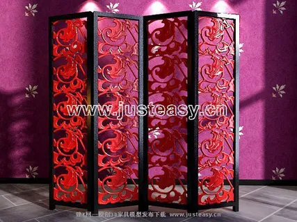 屏风系列，中国元素，屏幕，大红花的...