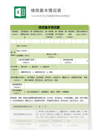 绩效基本情况表