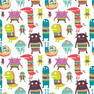 卡通可爱北欧童话梦幻儿童动物无缝平铺背景头像印刷矢量图片素材