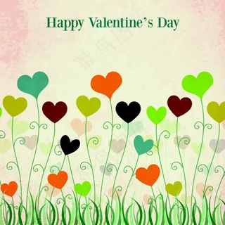 爱心小草矢量图素材