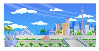 建筑景观风景插画
