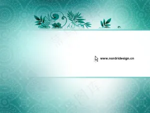 典雅花纹青色背景PPT模板预览图