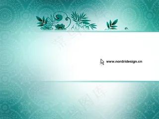 典雅花纹青色背景PPT模板