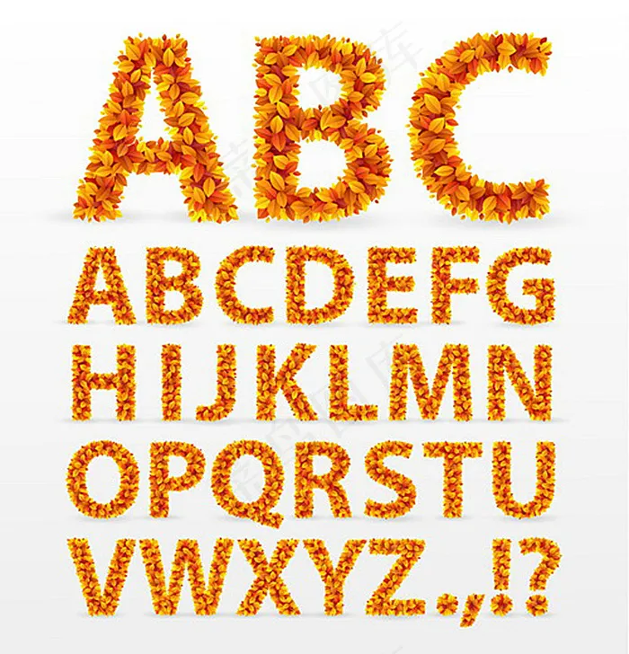秋天树叶字体设计eps,ai矢量模版下载