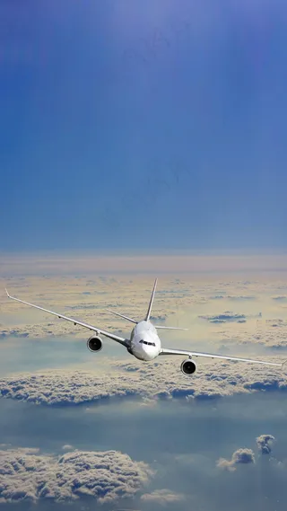天空上的飞机高清摄影图片