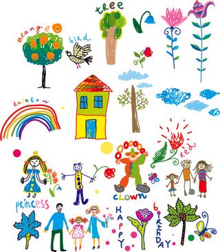 卡通幼儿绘画矢量