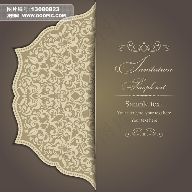 一款简约的欧美风贺卡邀请函请柬矢量...