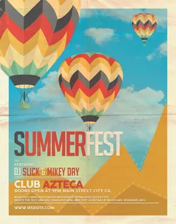 复古热气球做旧广告设计海报模板