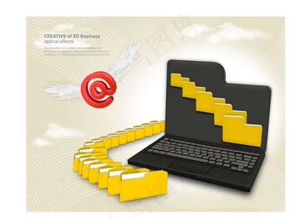 笔记本电脑和文件夹图片