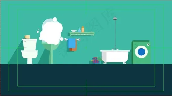 扁平 浴室 卡通 矢量