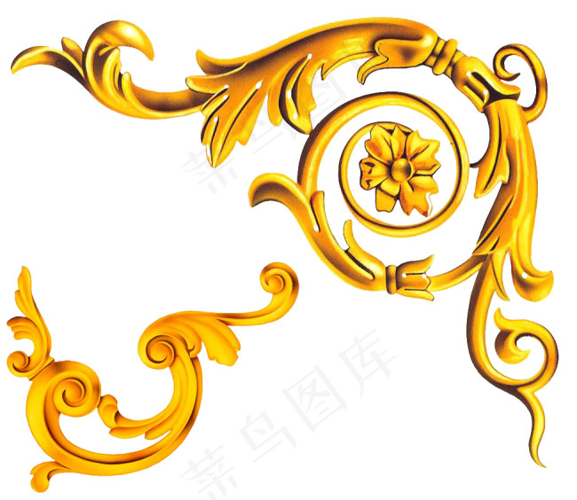 金色花边边框psd模版下载