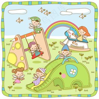 韩风卡通儿童矢量素材 游乐场