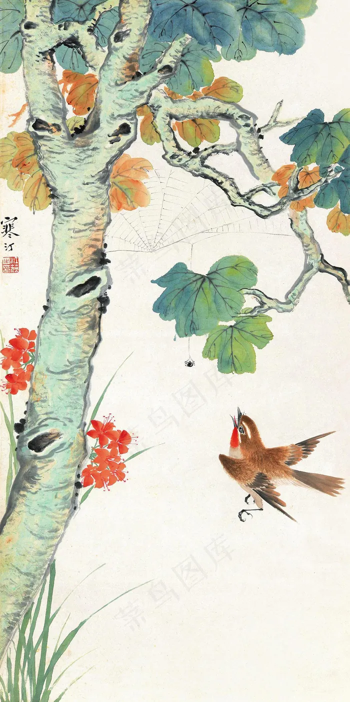 桐阴来禽图片
