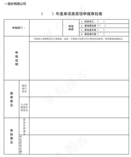 公司年度奖项申报审批表