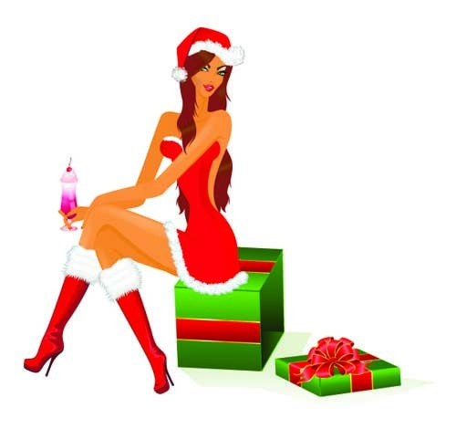 性感圣诞女郎矢量
