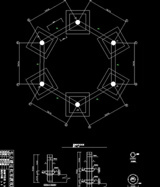 双层六角亭挑托详图