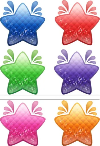 格子底纹彩色星星矢量素材