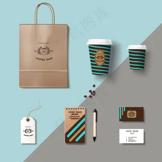 咖啡店铺视觉识别系统元素矢量素材矢...