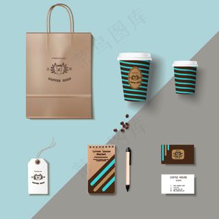 咖啡店铺视觉识别系统元素矢量素材矢...