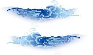 手绘蓝色海浪元素