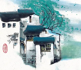 水墨江南夏季风景