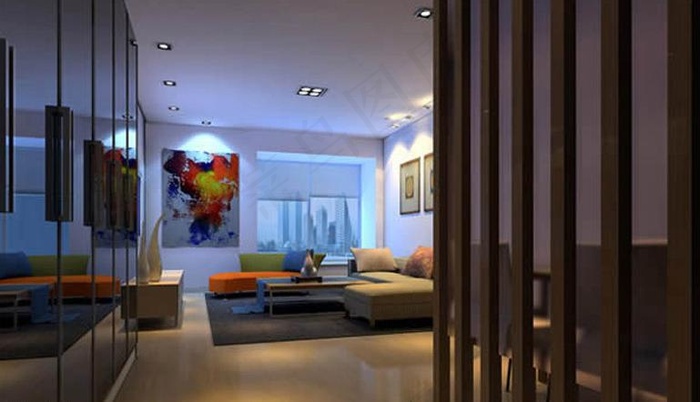 现代客厅设计3D模型图片