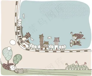 城市奔跑矢量素材