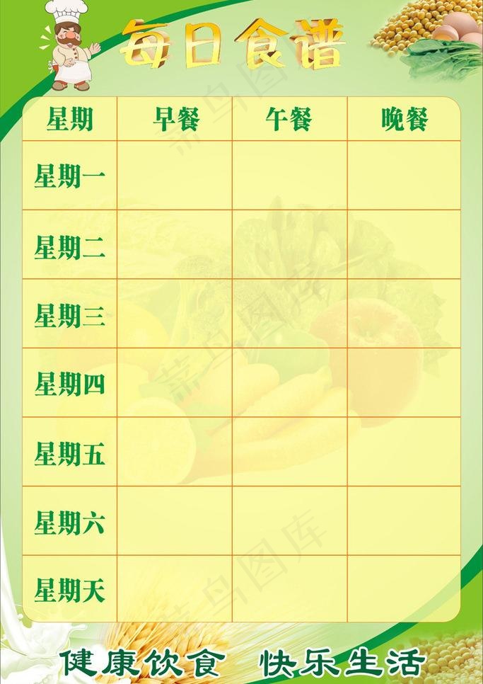 每日食谱图片cdr矢量模版下载