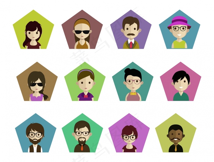 扁平头像素材