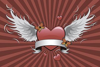 红色翅膀爱心背景