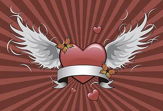 红色翅膀爱心背景