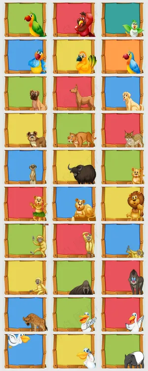 可爱卡通动物与展板矢量设计素材